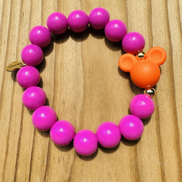 Pink/Orange Mickey Single - Herzteil Armband